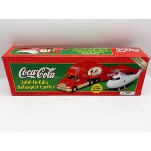 Coca-Cola Toy 2000 Holiday Helicopter Carrier 15in Red Retro Working Lights NIB‎